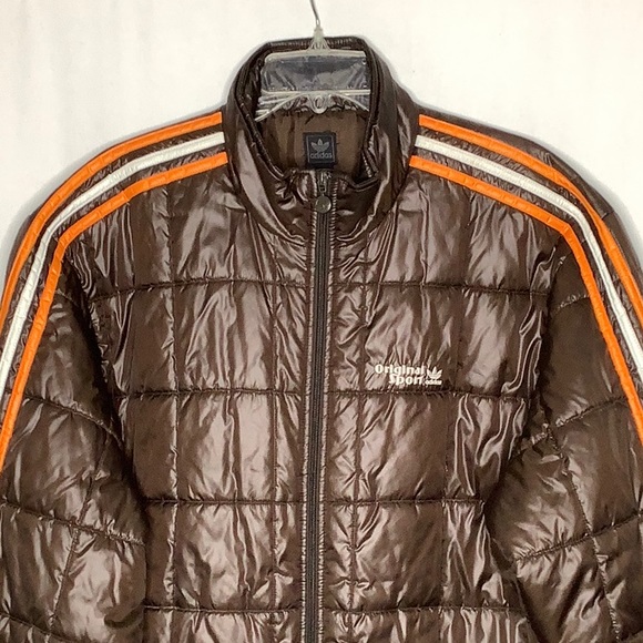 Adidas Original Sport Y2K Brown Quilted Puffer Jacket Men’s Size XL - Picture 3 of 16